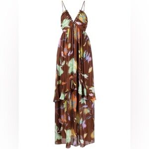 Tanya Taylor Julissa Floral Pleated Maxi Dress